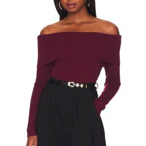 Line & Dot Lyla Off-Shoulder Sweater - Burgundy Maroon (Women's Size Small, NWT)